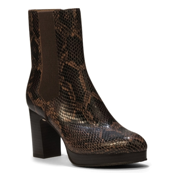 Donald Pliner Womens the Zelda Snake Print Leather Platform Booties Boots - Picture 1 of 8